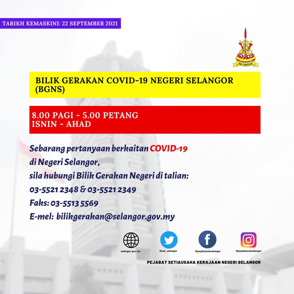 Poster Bilik Gerakan Covid-19 Negeri Selangor