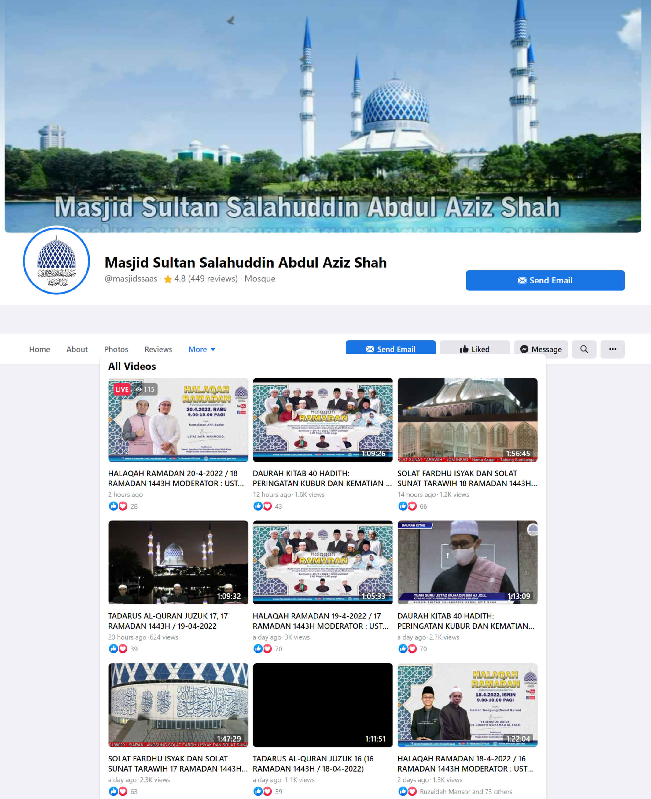 Screenshot Facebook Masjid Negeri Selangor