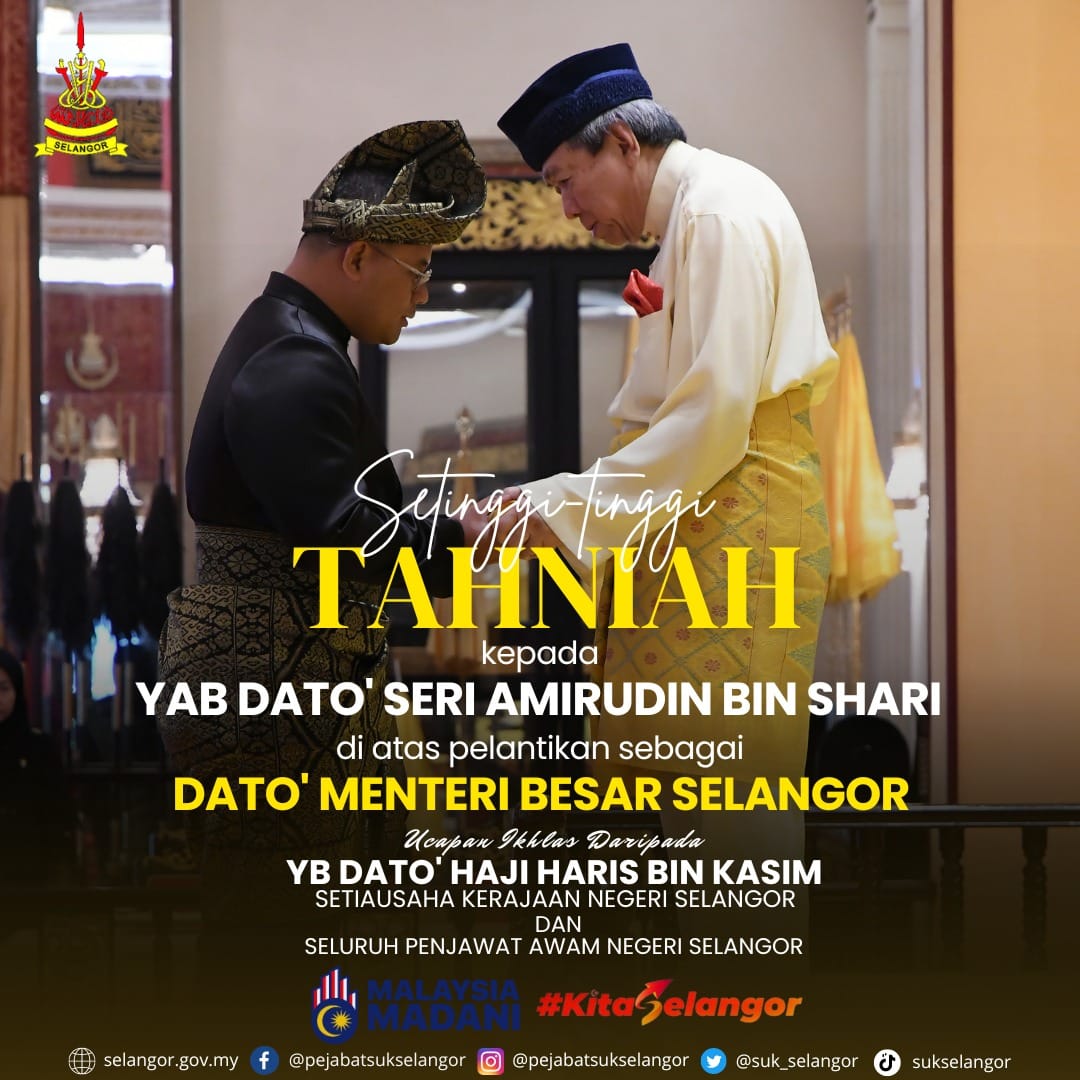 Tahniah Yang Amat Berhormat Dato' Menteri Besar Selangor