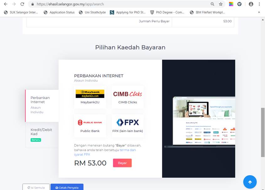 Portal Rasmi Pdt Klang Cara Pembayaran Cukai Tanah Petak Secara Perbankan Internet Kad Kredit
