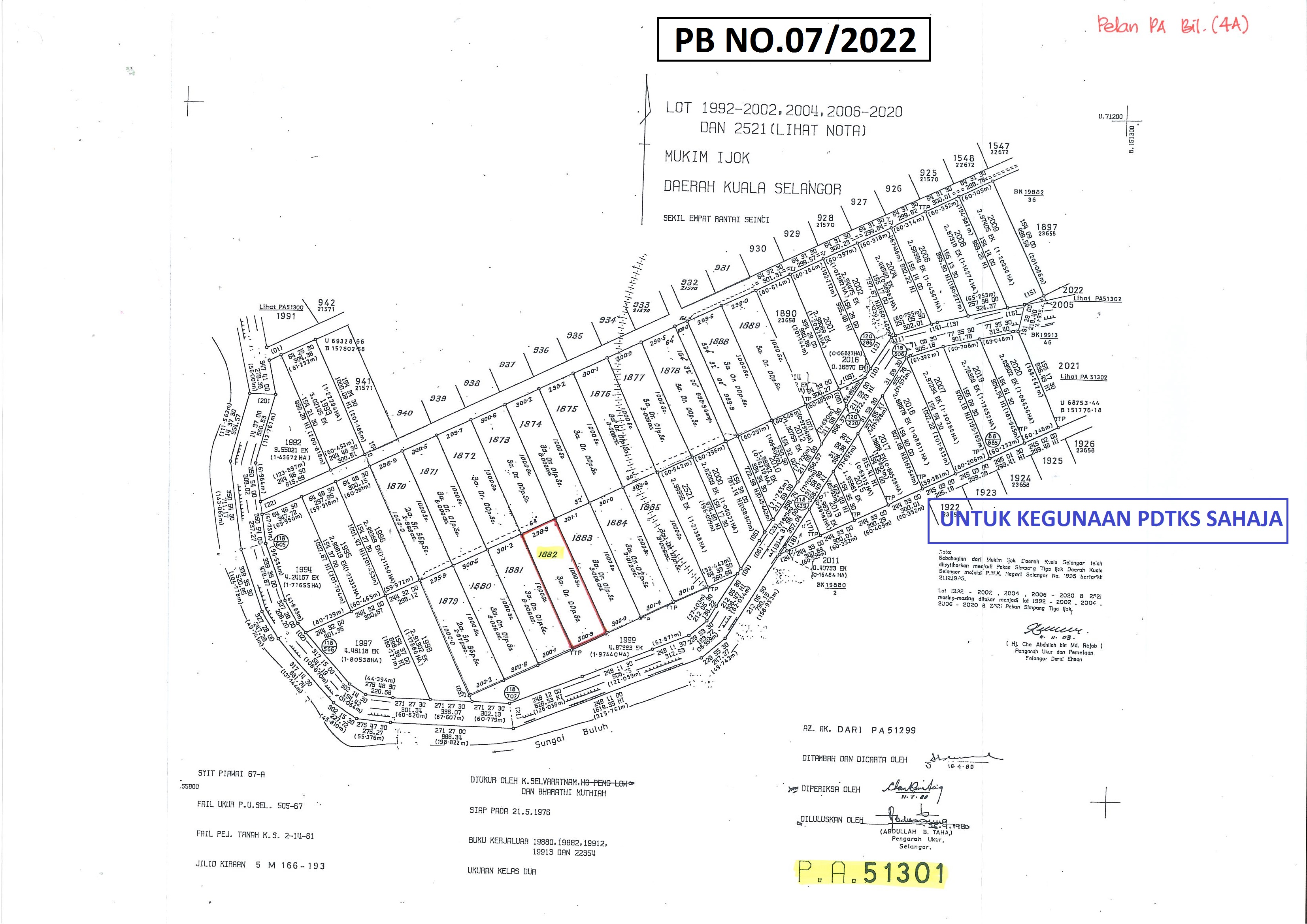 Pelan PA Lot 1882