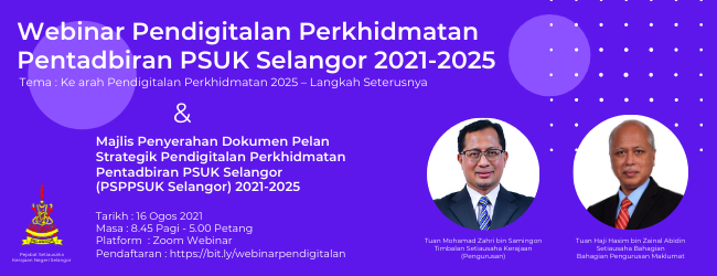 Webinar Pendigitalan Perkhidmatan Pentadbiran PSUK Selangor