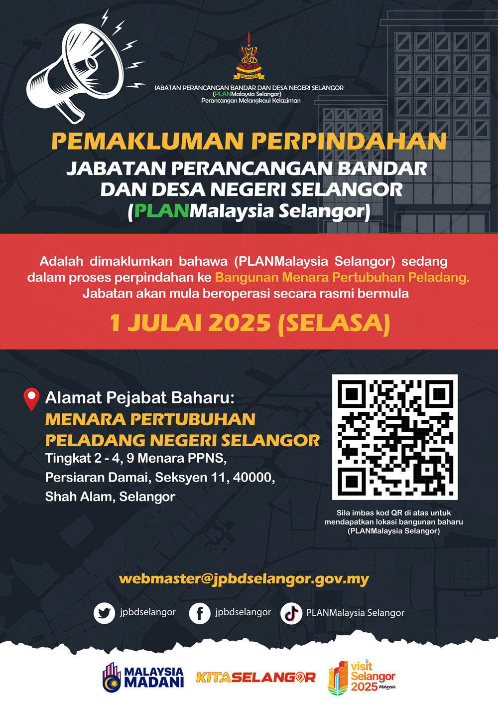 Makluman Perpindahan Pejabat JPBD Selangor 2025